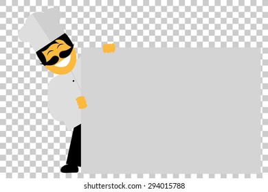Chef Holding a Big Blank Paper
