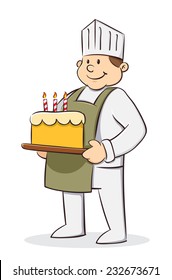 Chef holding birthday cake