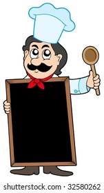 Chef holding blackboard - vector illustration.