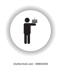 Chef holding a cake.. icon. vector design