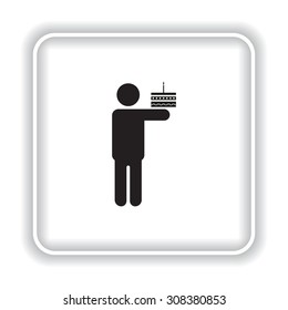 Chef holding a cake.. icon. vector design