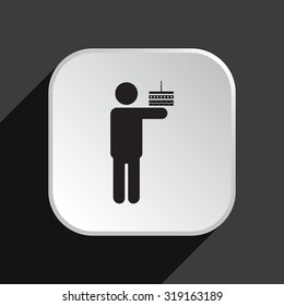 Chef holding a cake.. icon. vector design