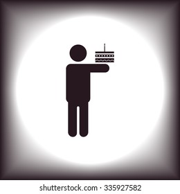 Chef holding a cake.. icon. vector design