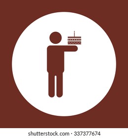 Chef holding a cake.. icon. vector design
