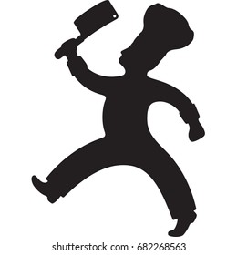 Chef Holding Cleaver Silhouette