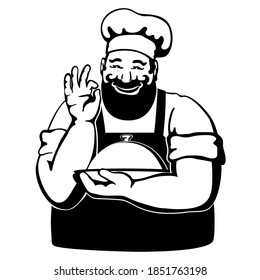 Chef holding a covered tray 