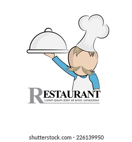 Chef holding dish icon. vector