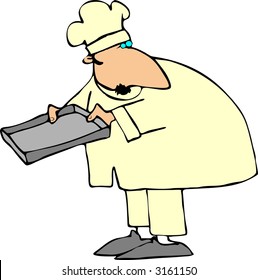 Chef Holding An Empty Baking Sheet