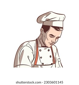 Chef holding flour over white