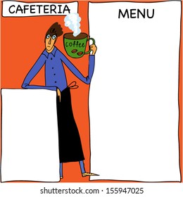 Chef holding menu.