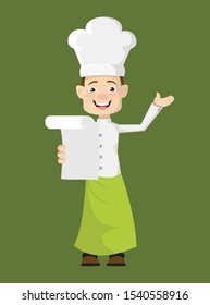 Chef - Holding a Paper and Announcing