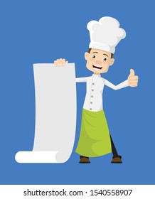 Chef - Holding a Paper Scroll and Showing Thumbs Up