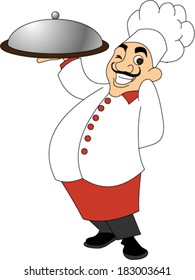 Chef Holding Pizza Tray