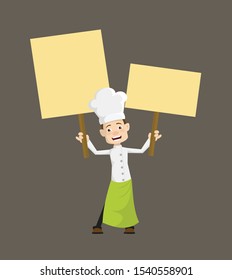 Chef - Holding Placards in Both Hands