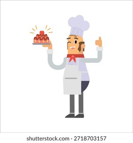 Chef segurando uma placa de carne crua bife ilustração vetor