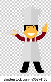 Chef - Holding A Plate at Transparent Effect Background 
