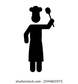 Chef holding a spoon pictogram icon illustration