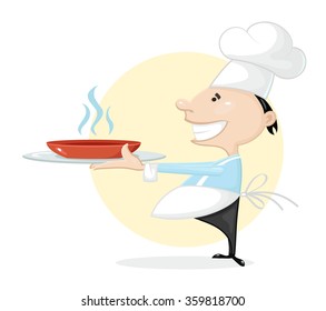 Chef with a hot tray of food