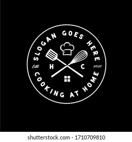 Chef House Cooking at home logo design circle badge emblem sticker label vintage retro hipster vector