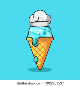Chef ice cream cartoon icon illustration. Ice cream mascot