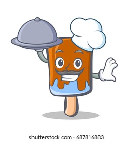 Chef ice cream character cartoon with food