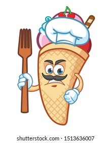 chef ice cream cone mascot character design