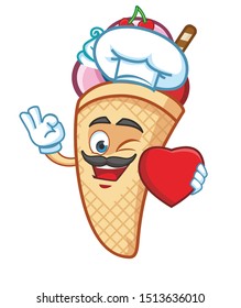chef ice cream cone mascot character design