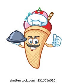 chef ice cream cone mascot character design