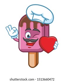 chef ice cream mascot character vector