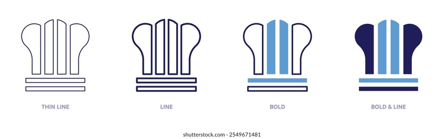 Chef icon in 4 different styles. Thin Line, Line, Bold, and Bold Line. Duotone style. Editable stroke.