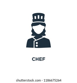 Chef icon. Black filled vector illustration. Chef symbol on white background. Can be used in web and mobile.
