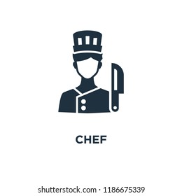 Chef icon. Black filled vector illustration. Chef symbol on white background. Can be used in web and mobile.
