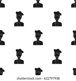 Chef icon in black style isolated on white background. Pizza and pizzeria pattern stock vector illustration.