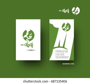 Chef icon business card, information, contact details, restaurant, menu, catalogue, vector illustation