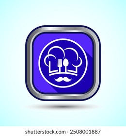 Chef Icon Button Design Illustration, Restaurant, Cooking Icon