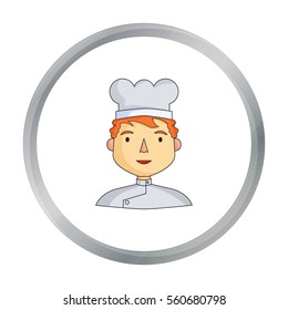 Chef icon in cartoon style isolated on white background. People of different profession symbol stock vector illustration.
