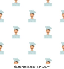 Chef icon in cartoon style isolated on white background. Pizza and pizzeria pattern stock vector illustration.