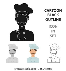 Chef icon in cartoon style isolated on white background. Pizza and pizzeria symbol stock vector illustration.