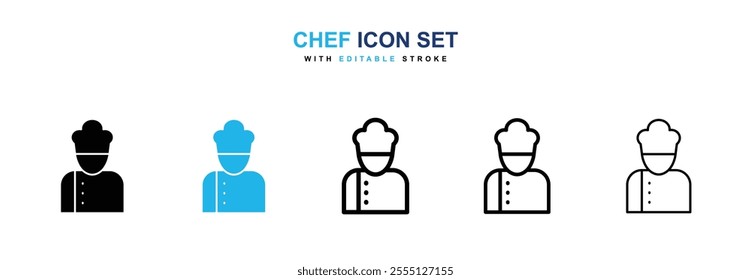 Chef icon collection in black and blue colors