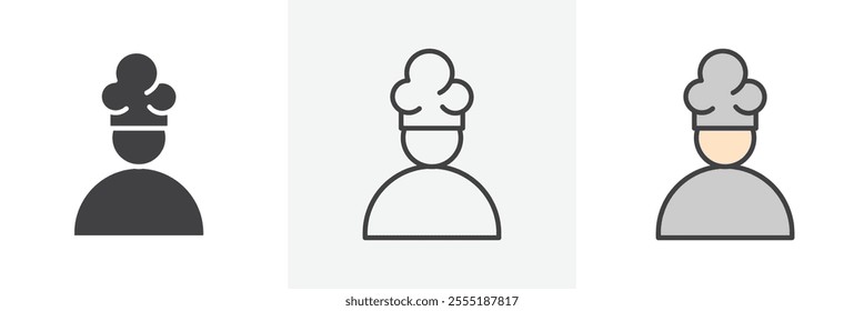 Chef icon collection in black and colored style.