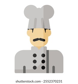 Icono De Chef En Relleno De Color. Estilo plano. Aislado en el fondo blanco