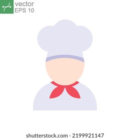 chef icon, cook, logo, flat style. Chef in a cooking hat. Kitchen and restaurant serving concept for topics like catering food service. Vector illustration. design on white background. EPS 10