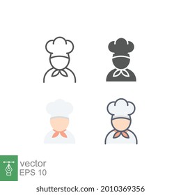 chef icon, cook, logo, solid outline flat style. Chef in a cooking hat. Kitchen and restaurant serving concept for catering food service. Vector illustration. design on white background. EPS 10