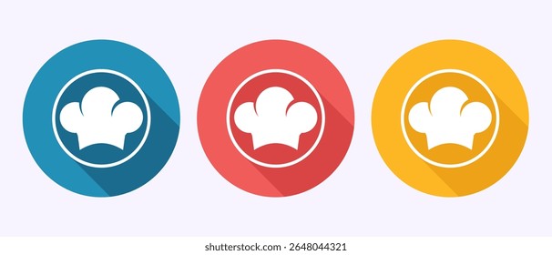 Chef icon design illustration, Restaurant, Cooking sign symbol in shadow button design