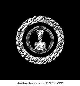 chef icon drawn chalk emblem, retro style, chalk or chalkboard texture. 