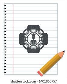 chef icon drawn in pencil. Vector Illustration. Detailed.