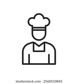 Chef icon Flat art in black and white isolated