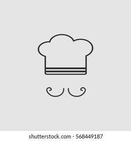 Chef icon flat. Black pictogram on grey background. Vector illustration symbol