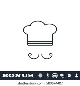 Chef icon flat. Black pictogram on white background. Vector illustration symbol and bonus button