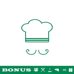 Chef Icon Flat. Green Pictogram On White Background. Vector Illustration Symbol And Bonus Button